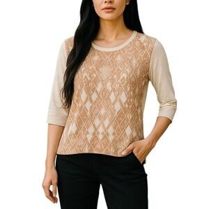 Reba On The Horizon Rhinestone Western Blouse Hi-Low Ruched Sleeves M NWT